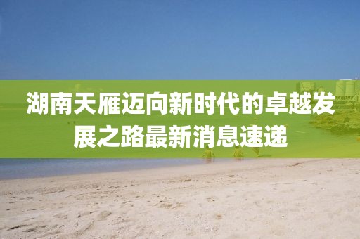 湖南天雁迈向新时代的卓越发展之路最新消息速递